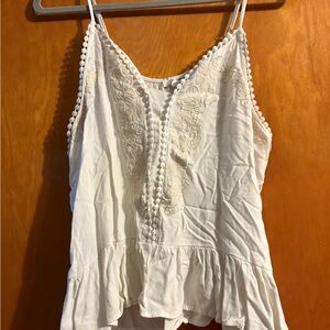 Eyeshadow White Ruffled Peplum Camisole